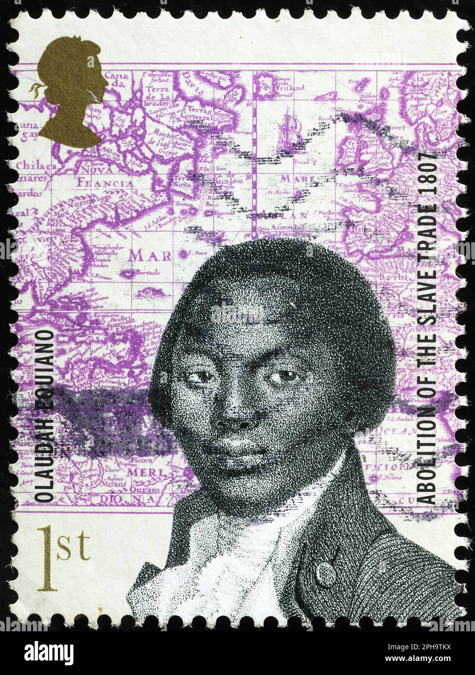 Portrait abolitionniste Olaudah Equiano sur timbre-poste Banque D'Images