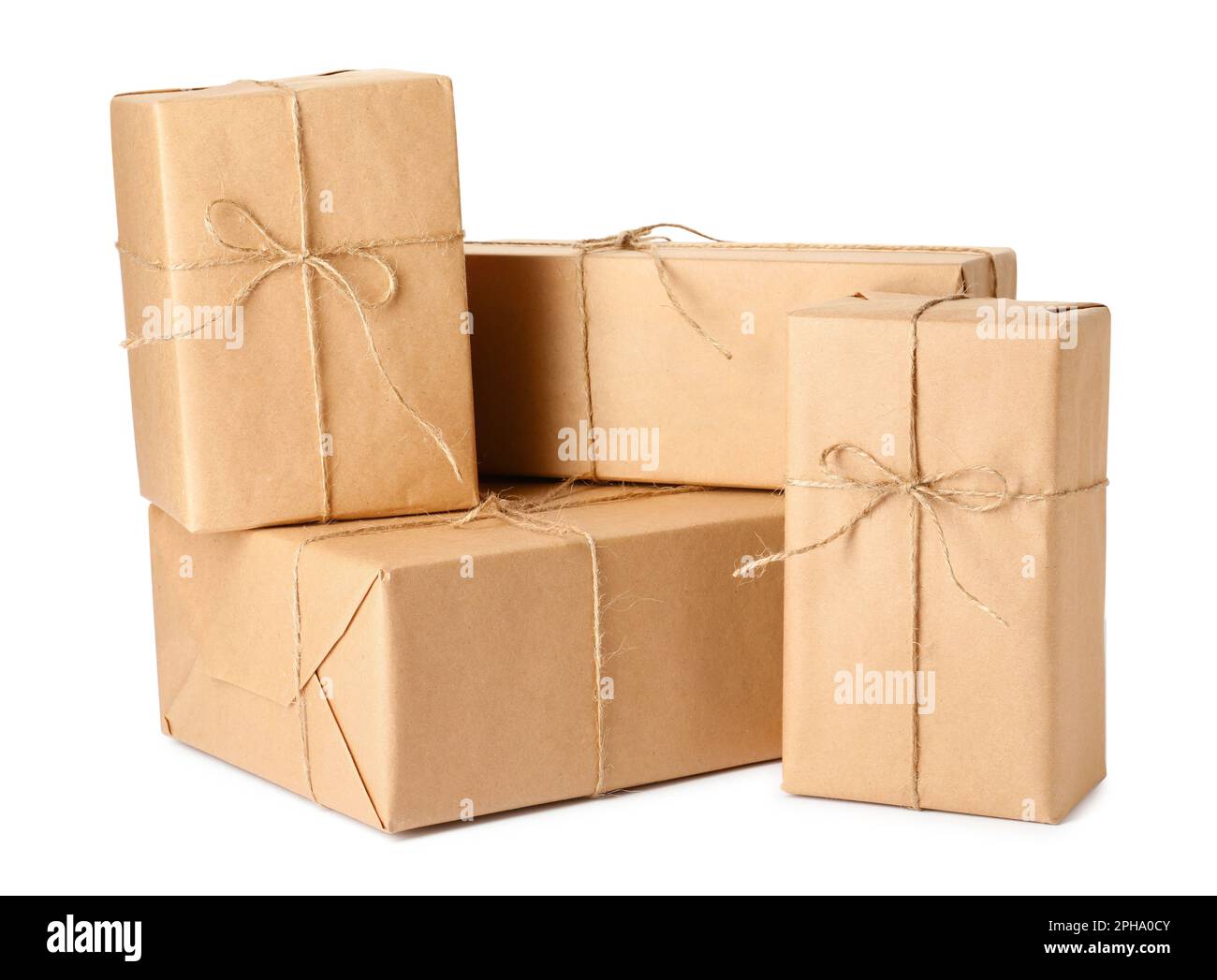 Emballage Cadeau De Papier Kraft Enroulé Avec De La Ficelle, Le