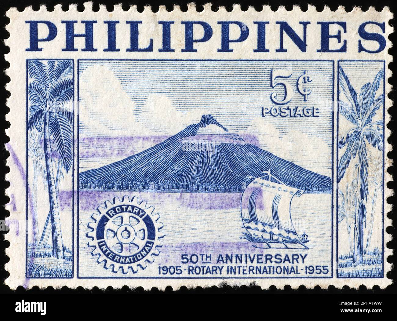 Magnifique paysage vintage des Philippines sur le vieux timbre Banque D'Images