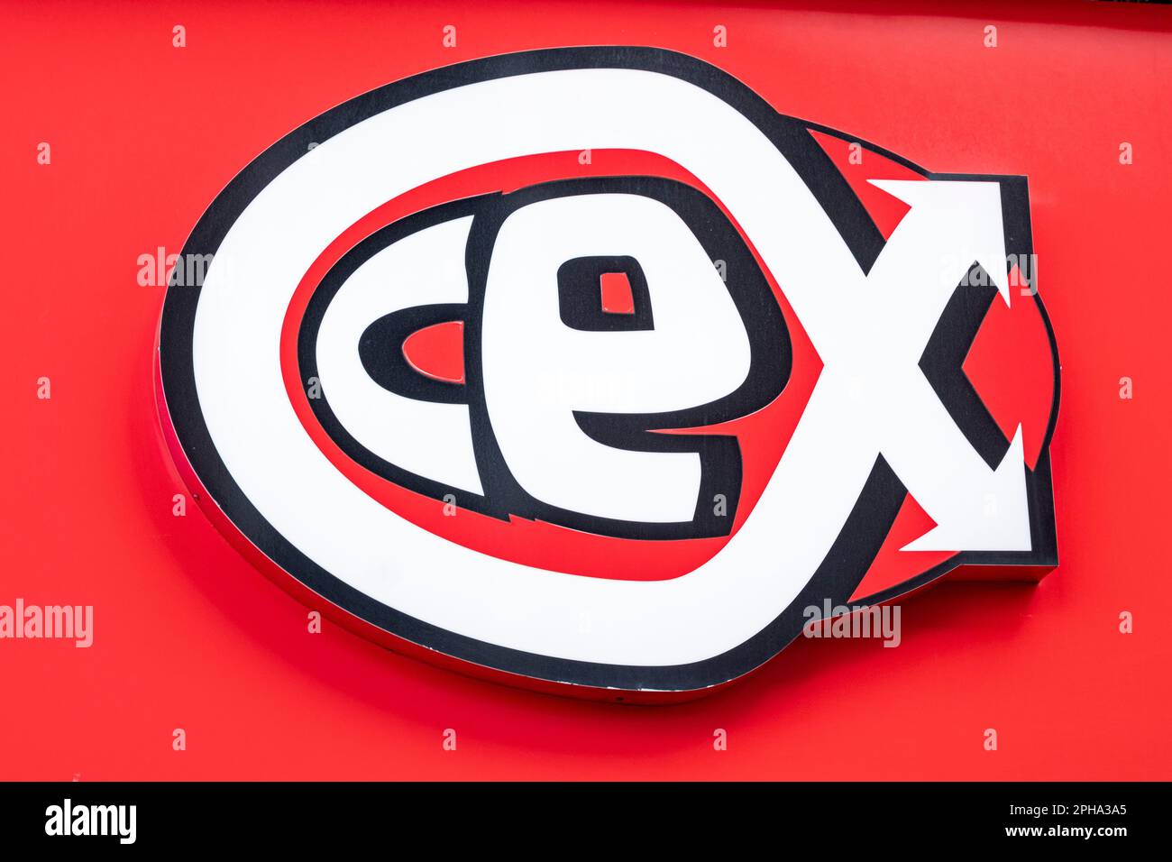 Gros plan de l'affiche ou du logo en forme de cex Banque D'Images