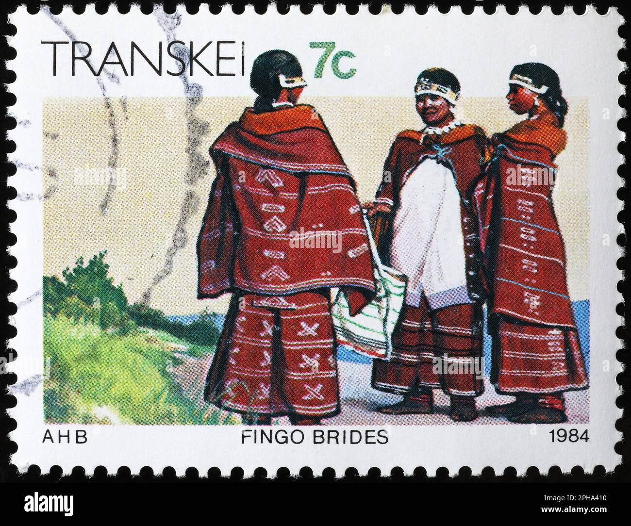 Fingo brides sur timbre-poste sud-africain Banque D'Images