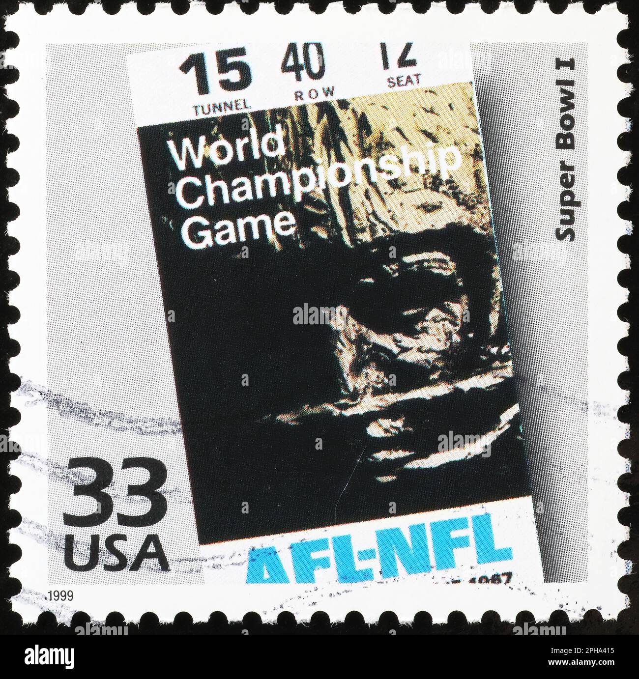 Le premier Super Bowl est célébré sur un timbre-poste américain Banque D'Images