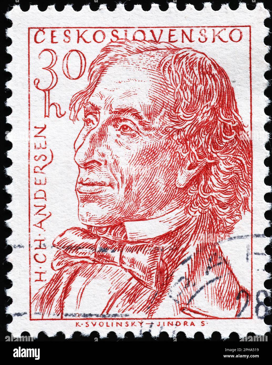 Hans Christian Andersen sur le timbre tchèque Banque D'Images