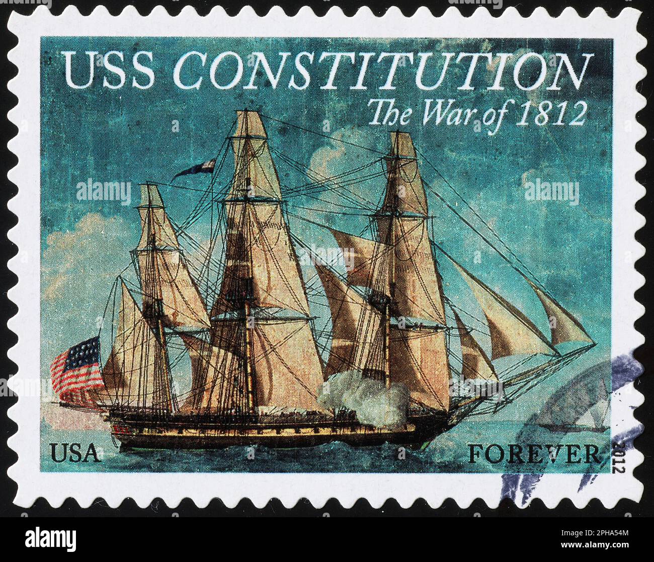 Constitution de la frégate historique sur timbre-poste américain Banque D'Images