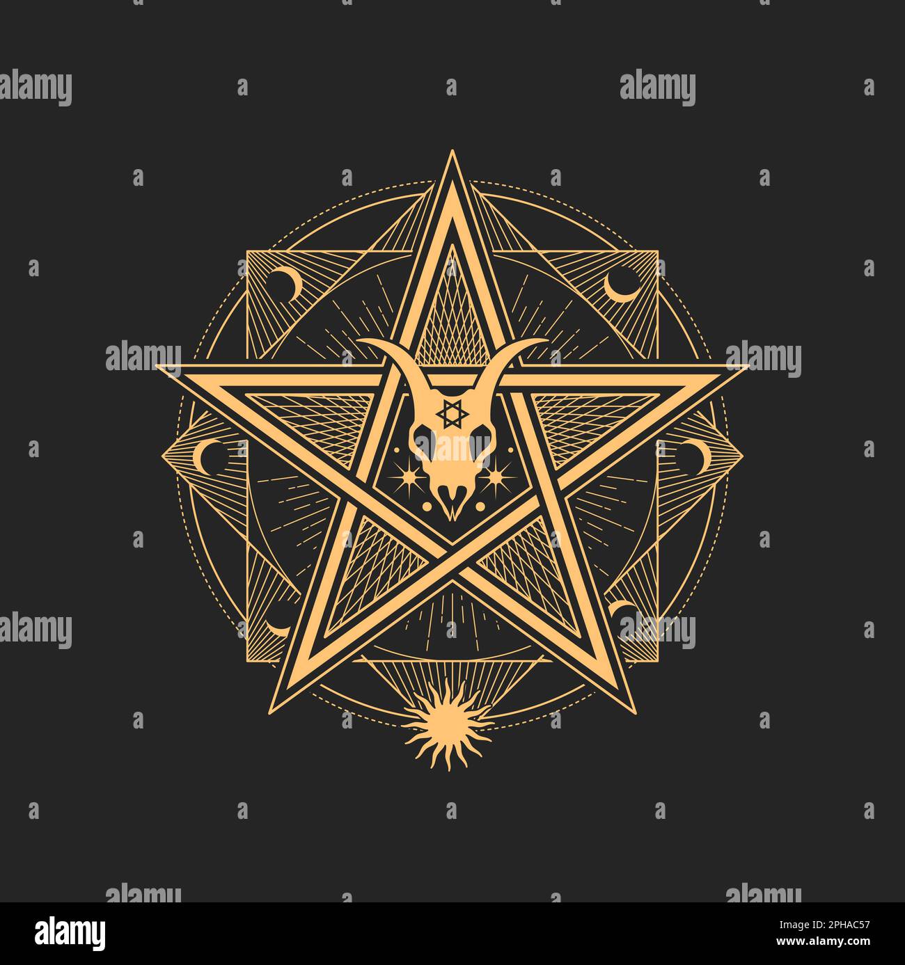 Pentagramme ésotérique Et Occulte Avec Crâne De Chèvre Octogramme