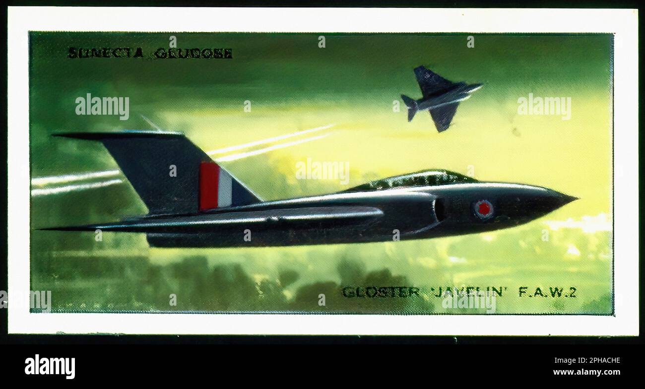 Gloster Javelin - Vintage British Tradecard Banque D'Images