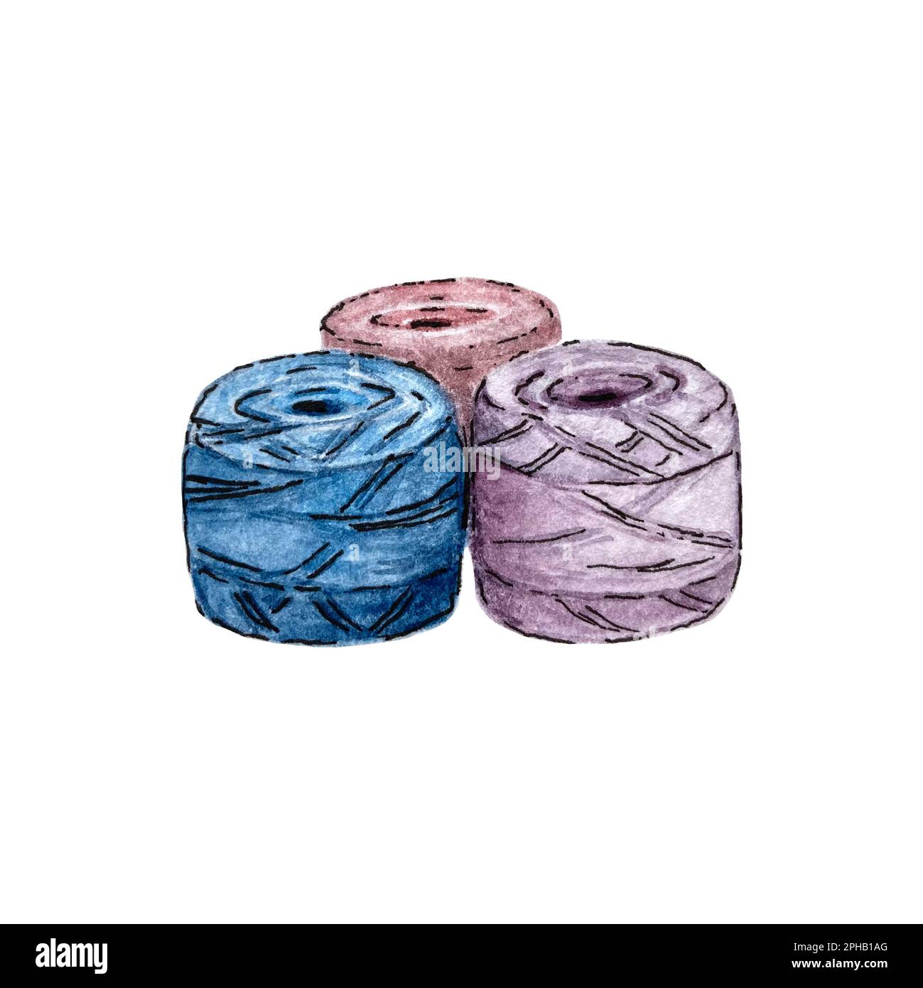 trois boules de fils pour tricoter Banque D'Images