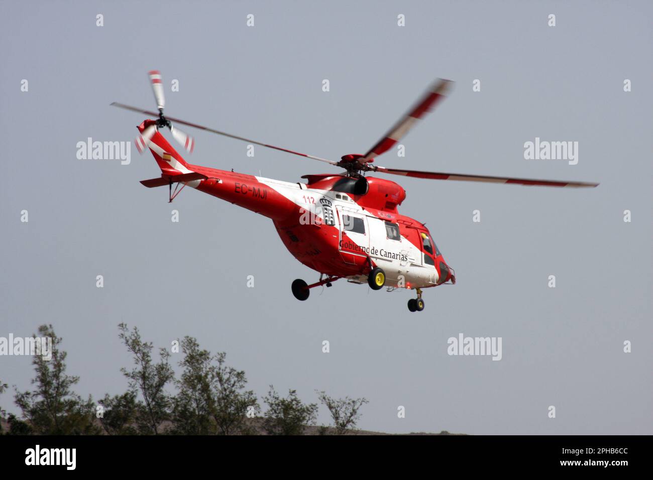 Un hélicoptère de secours PZL-Swidnik W3A Sokol d'Hispánica de Aviación aux îles Canaries El Berriel Gran Canaria Banque D'Images