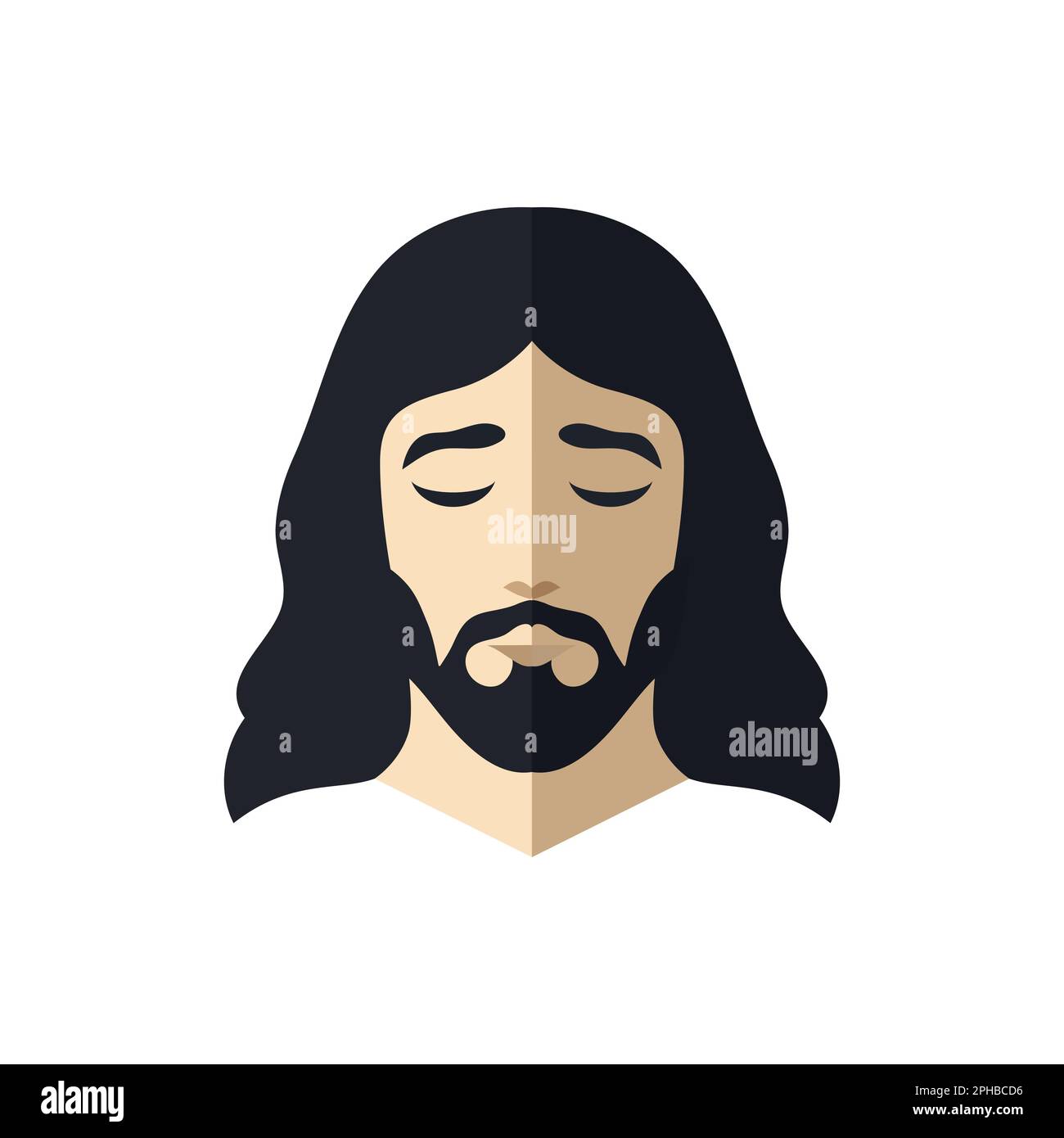 Face de Jésus Christ, conception plate isolée Illustration de Vecteur