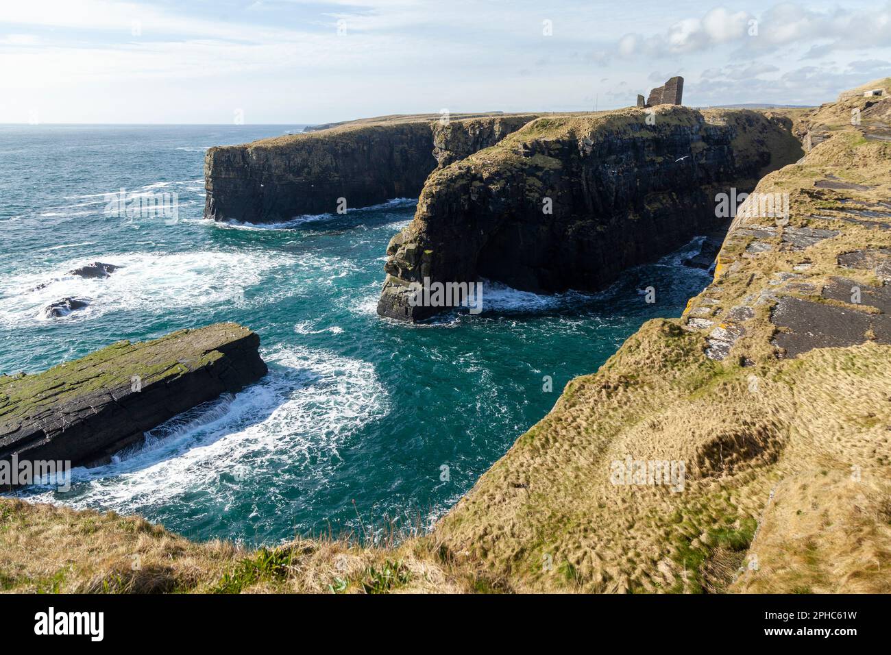 Château d'Old Wick dans les Highlands écossais près de Wick Banque D'Images