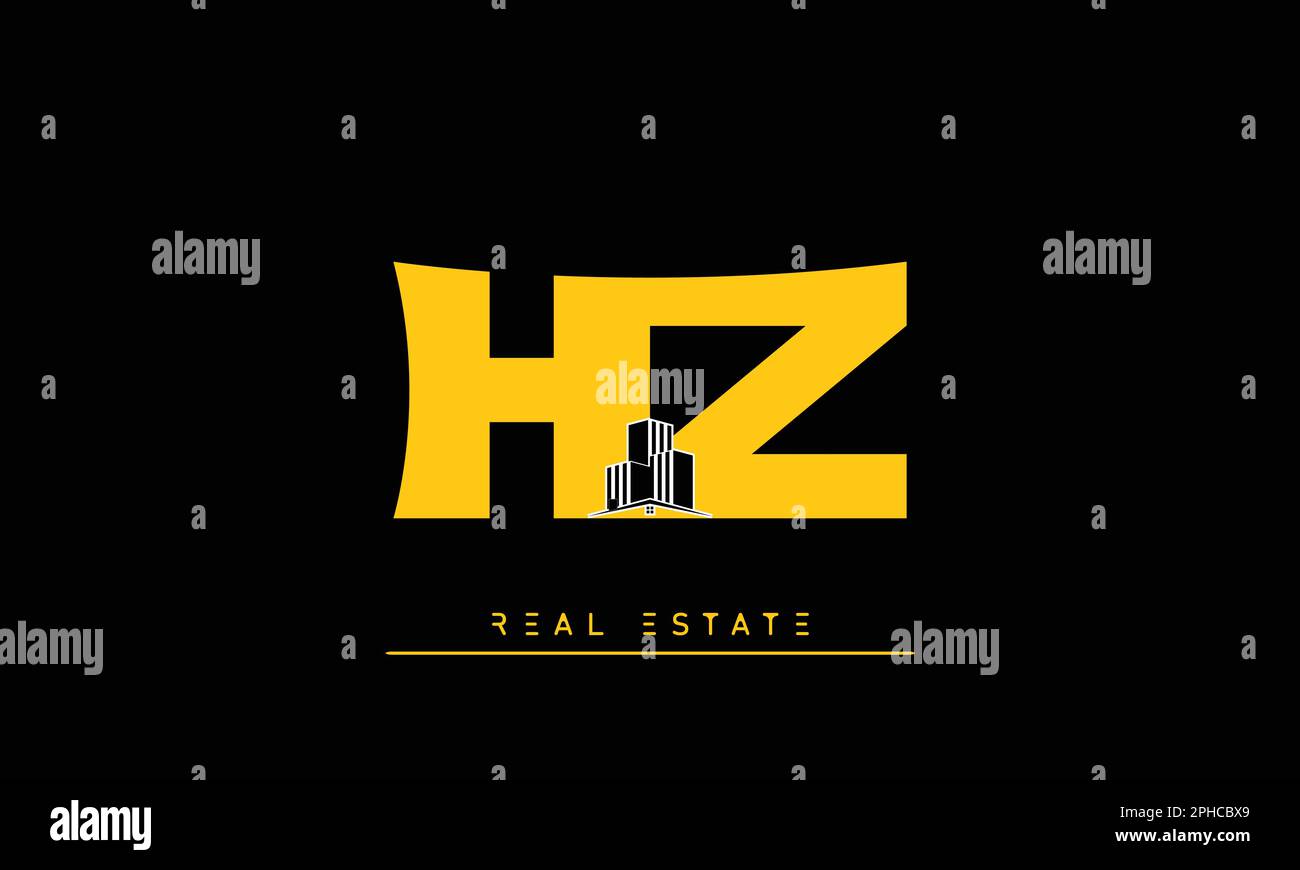 Immobilier lettres initiales Monogram logo HZ , ZH Illustration de Vecteur