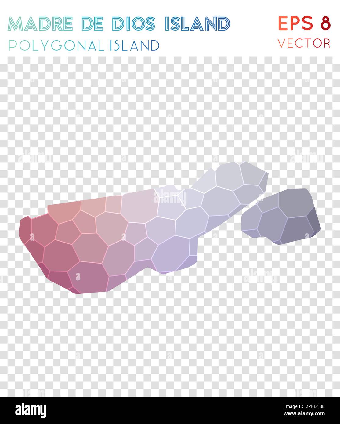 Carte polygonale de l'île Madre de Dios, île de style mosaïque. Style bas en poly élégant, design moderne. Illustration de Vecteur
