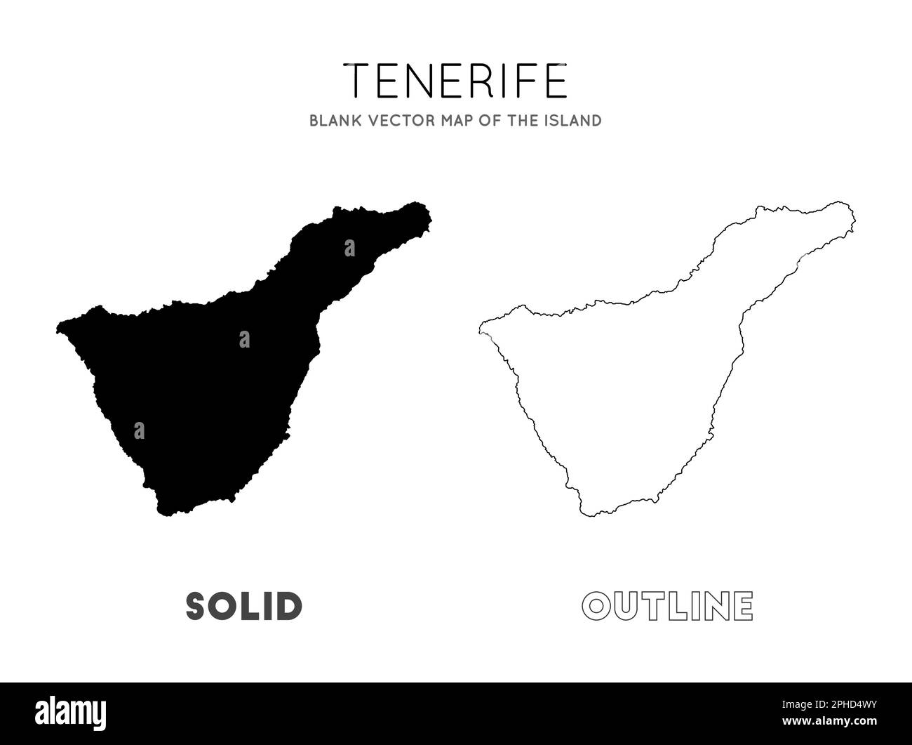 Carte de Tenerife. Carte vectorielle vierge de l'île. Frontières de Tenerife pour votre infographie. Illustration vectorielle. Illustration de Vecteur
