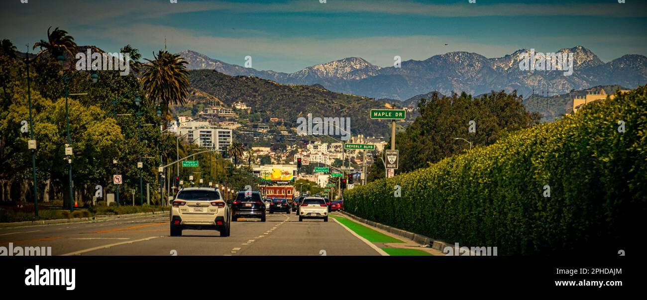 Santa Monica Blvd. Direction est Banque D'Images