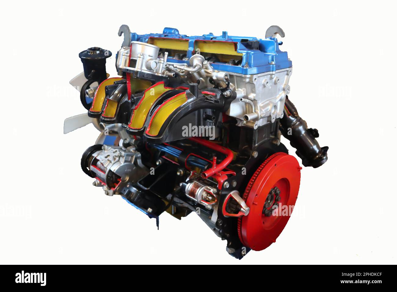 moteur de voiture, moteur à essence isolé sur fond blanc Banque D'Images