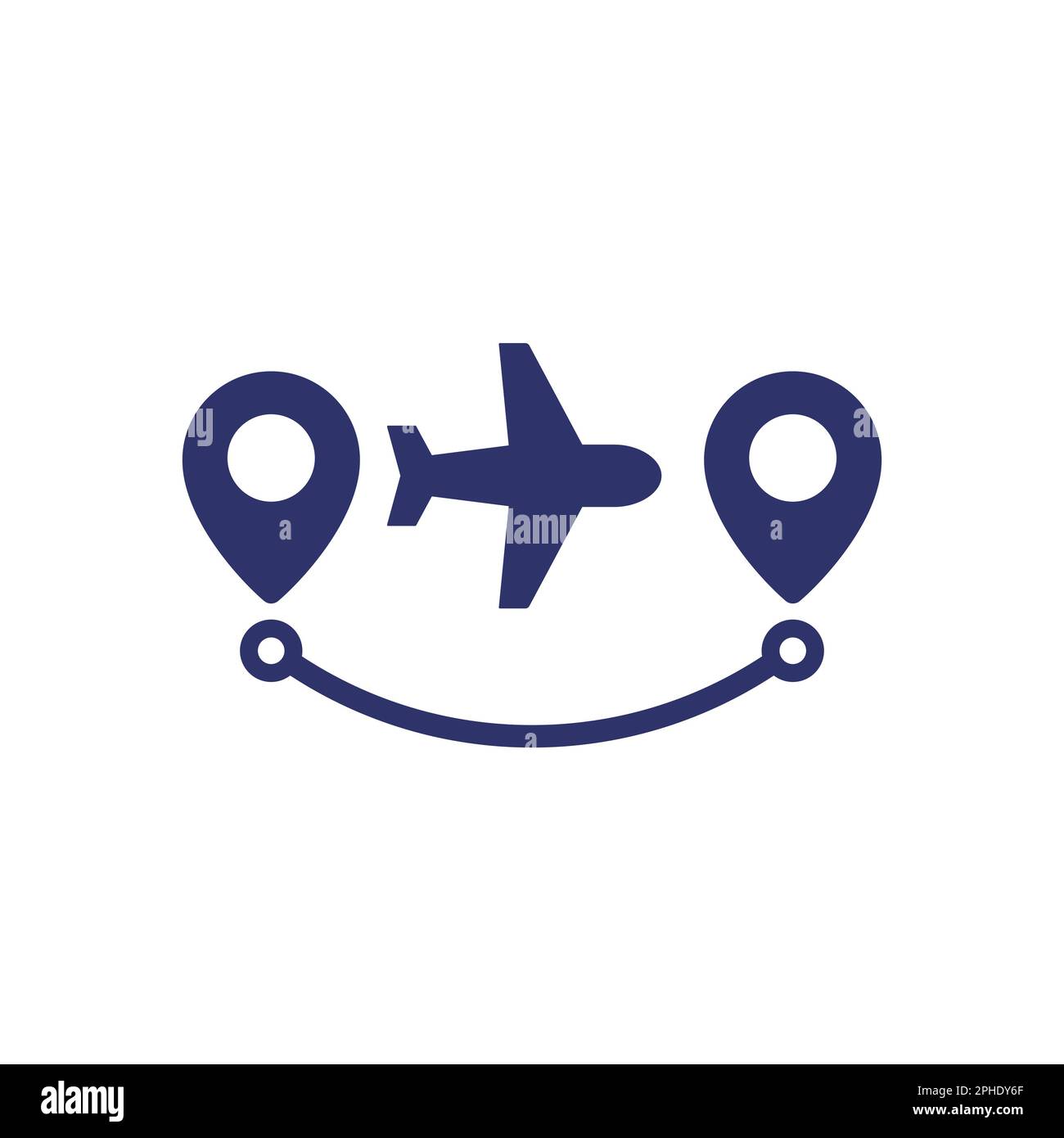Icône d'itinéraire de vol avec un avion Illustration de Vecteur