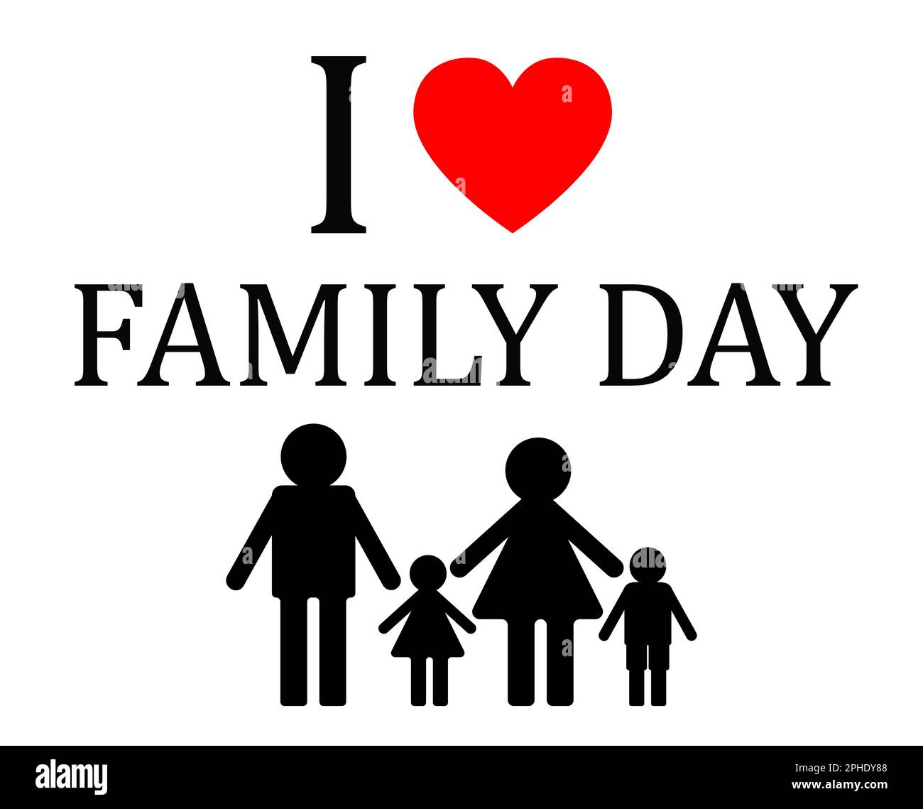 Illustration des parents avec leurs enfants et expression I Love Family Day Banque D'Images