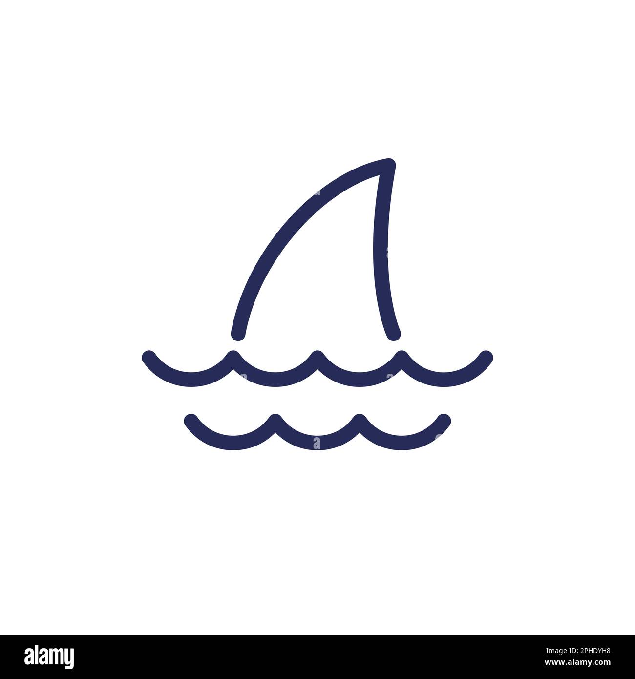 Icône d'aileron de requin, vecteur ligne Illustration de Vecteur