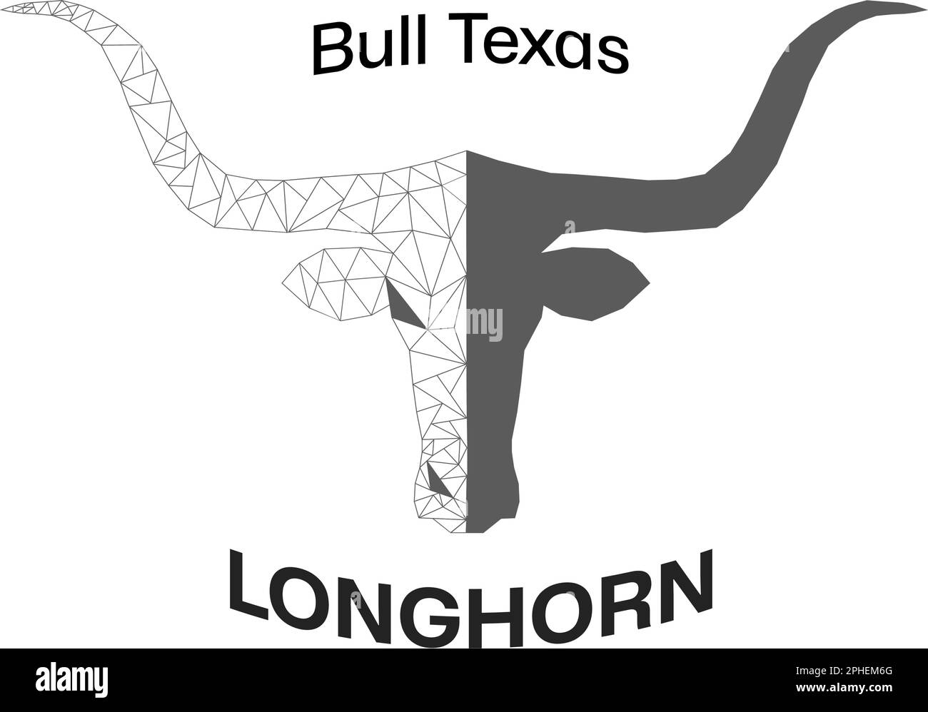 Le taureau Longhorn est un symbole du Texas. Pour un logo, une bannière, un Web, comme un symbole. Long Horn Bull Buffalo vache tête de bétail Toro Taurus logo design Illustration de Vecteur