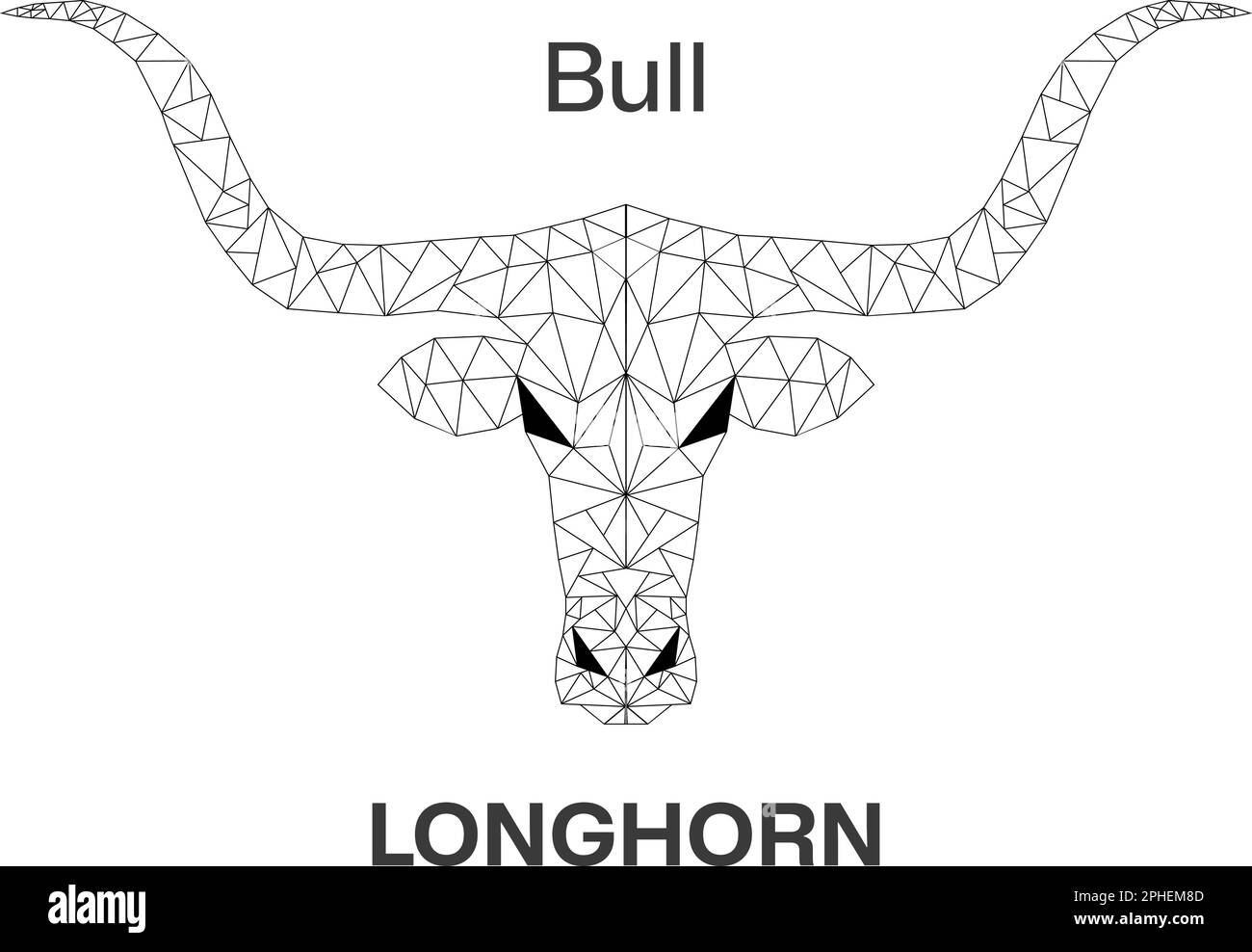 Le taureau Longhorn est un symbole du Texas. Pour un logo, une bannière, un Web, comme un symbole. Long Horn Bull Buffalo vache tête de bétail Toro Taurus logo design Illustration de Vecteur