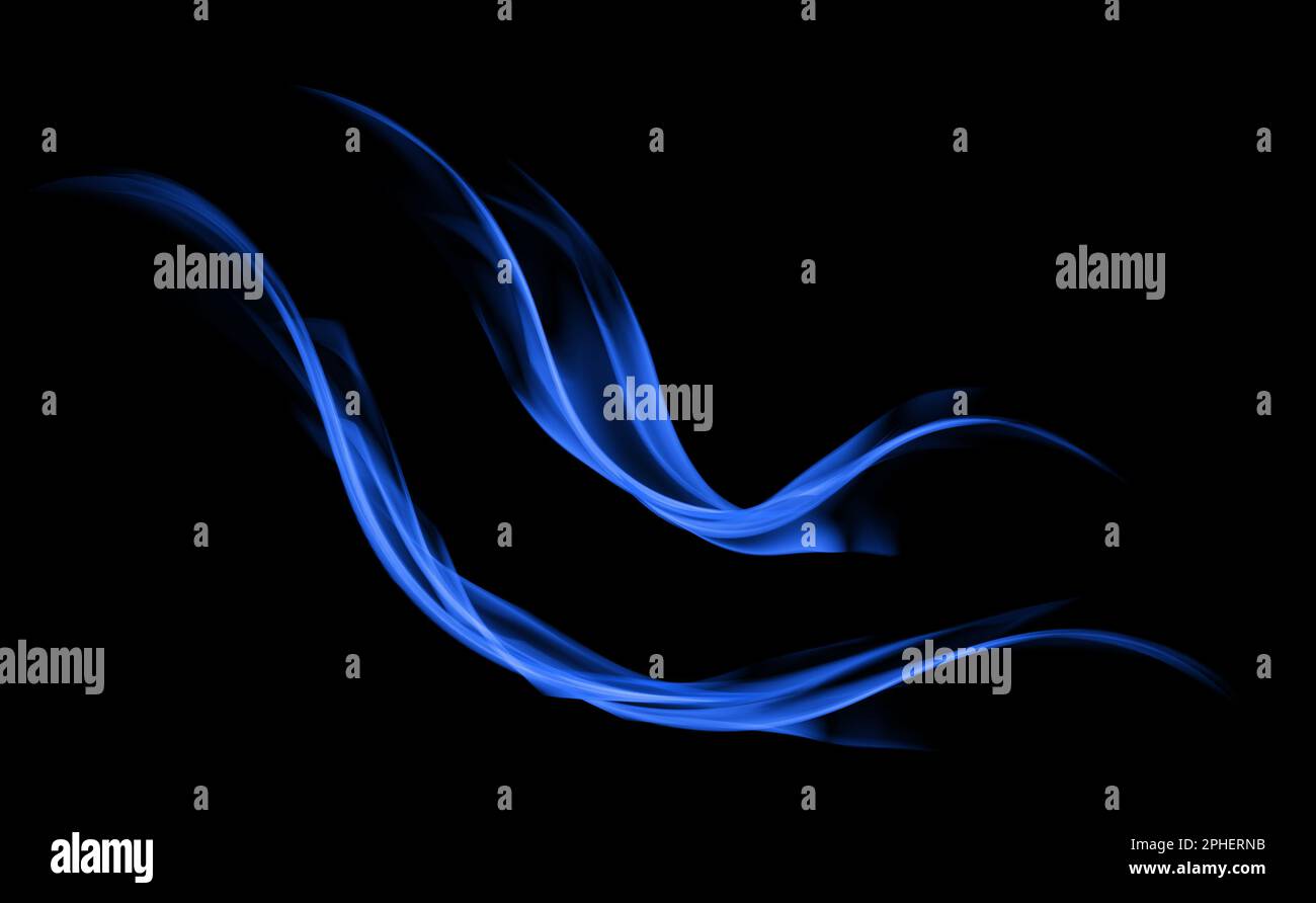 flamme bleue sur fond noir. arrière-plan abstrait de votre conception. Banque D'Images