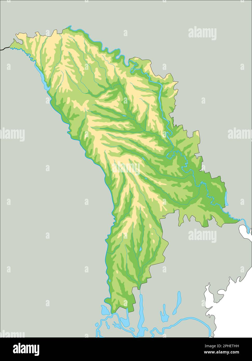 Carte physique de la Moldavie très détaillée. Illustration de Vecteur