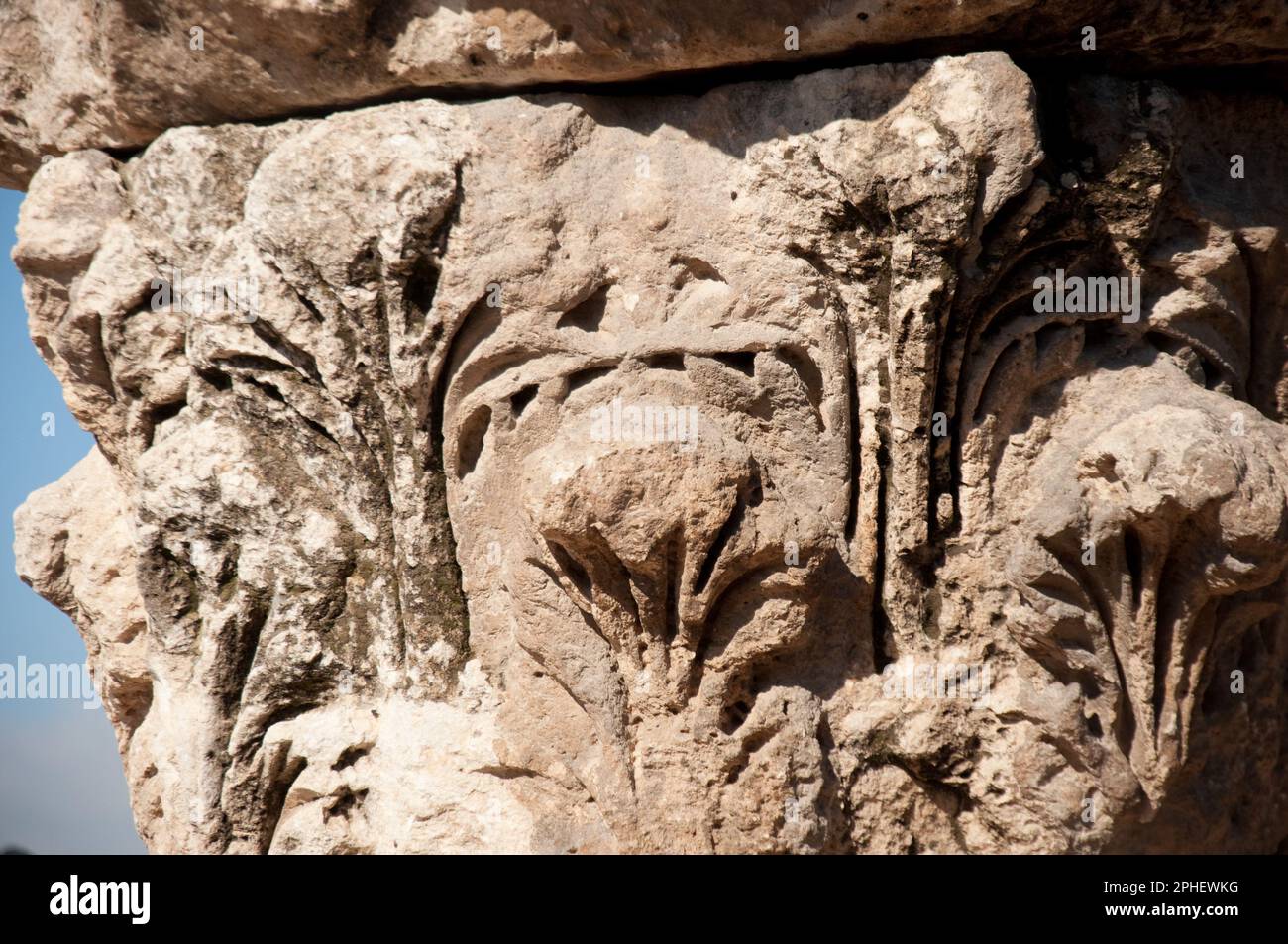 Capitale (détail), vestiges du Temple d'Hercules, la Citadelle, Amman, Jordanie Banque D'Images