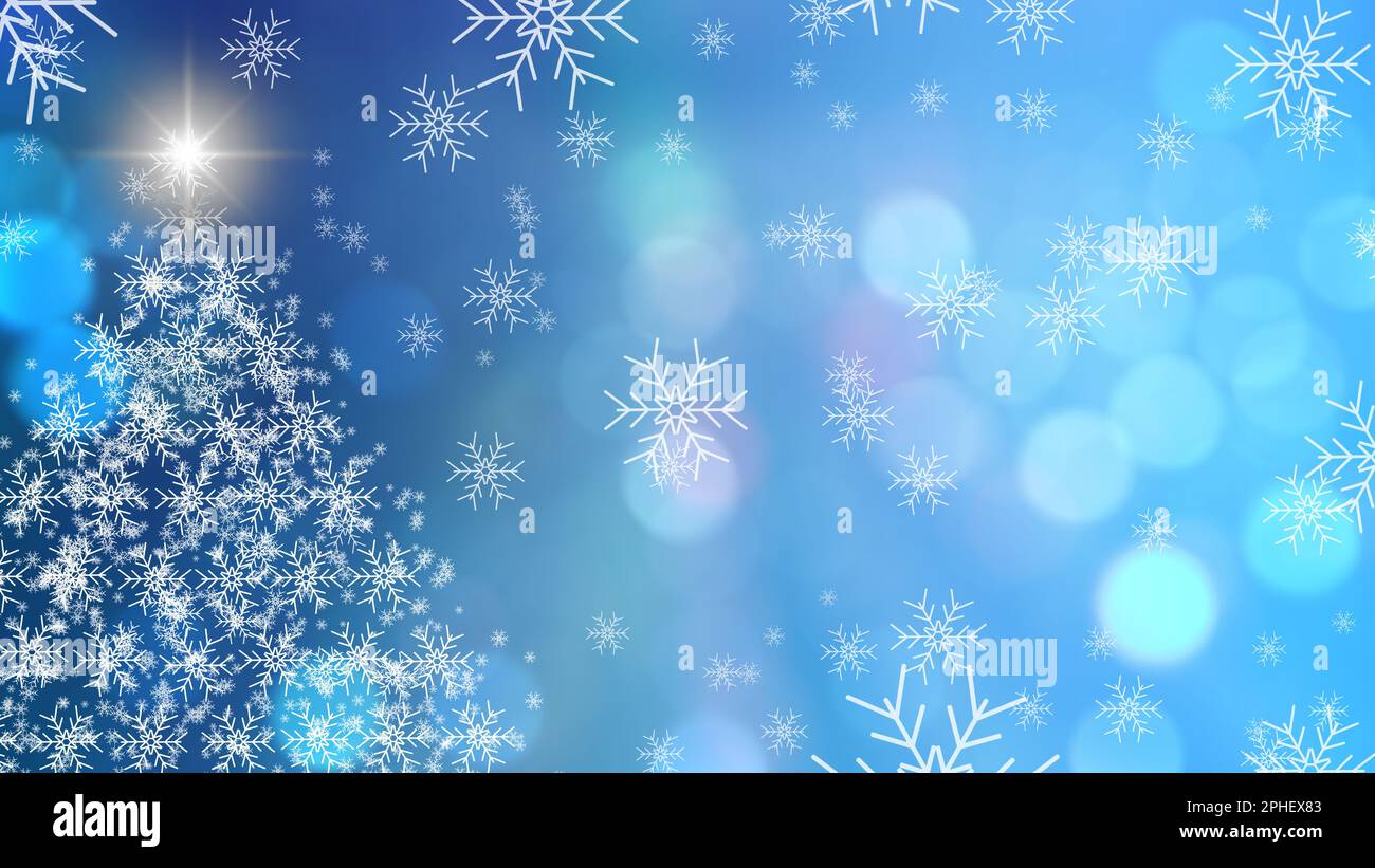 Fond de Noël avec flocons de neige et bokeh. Banque D'Images