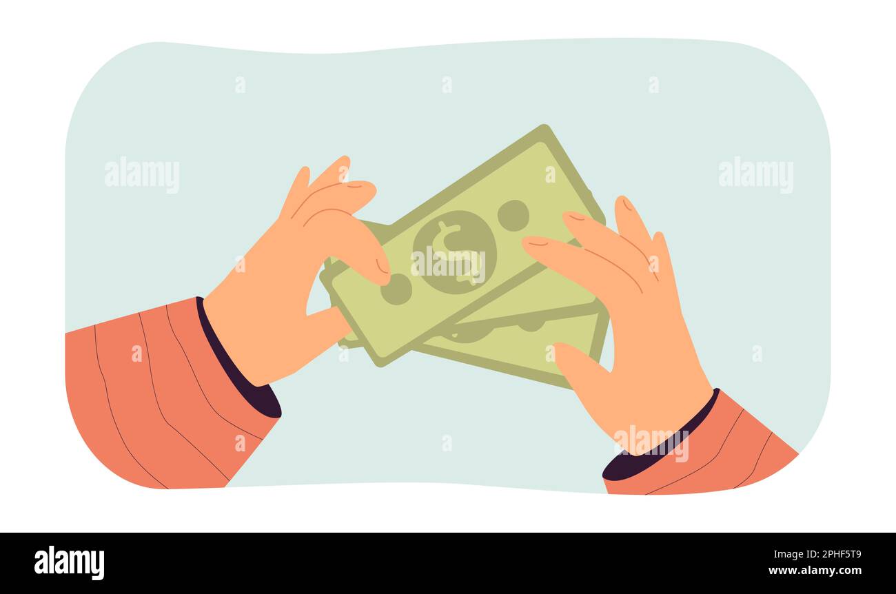 Illustration du vecteur plat des billets de banque en dollars des mains Illustration de Vecteur