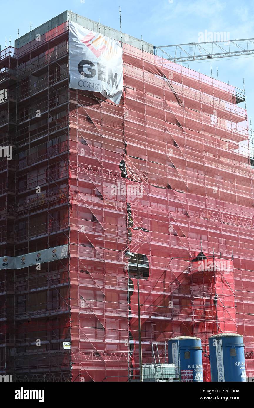 Développement de logements en construction. Newtown. Malahide Road (à proximité du centre commercial Clarehall). Dublin 17. Mars 2023. Banque D'Images