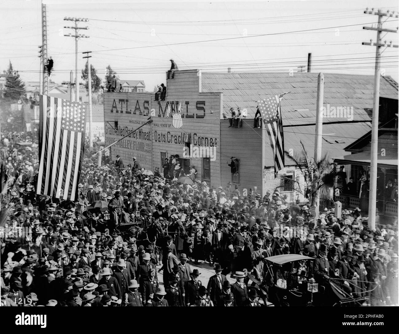 L'arrivée du président William McKinley pour la Fiesta de Los Angeles, 1901 Banque D'Images