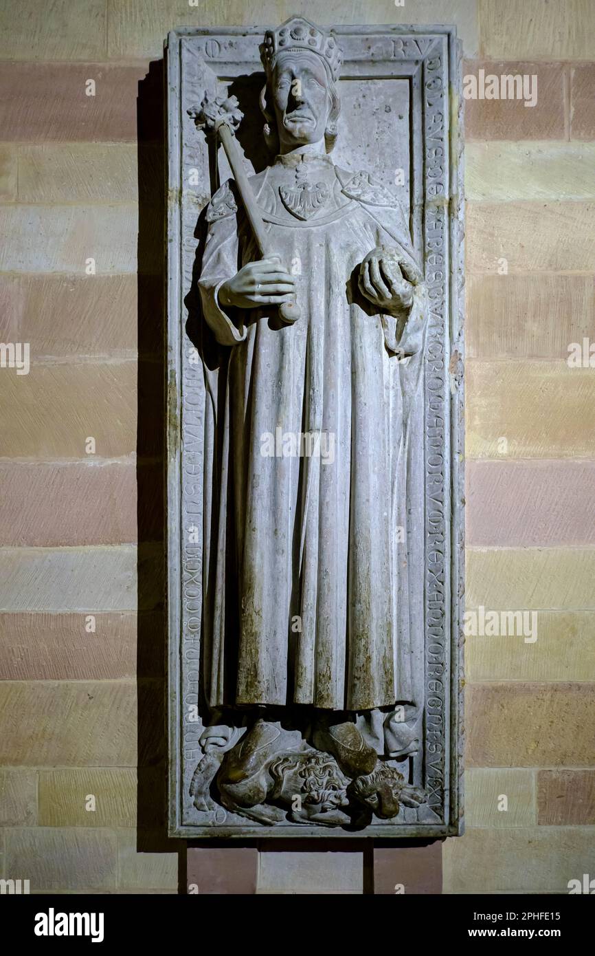 Tombe de Rudolf de Habsbourg dans la crypte de la cathédrale impériale de Speyer, Rhénanie-Palatinat, Allemagne, Europe. Banque D'Images