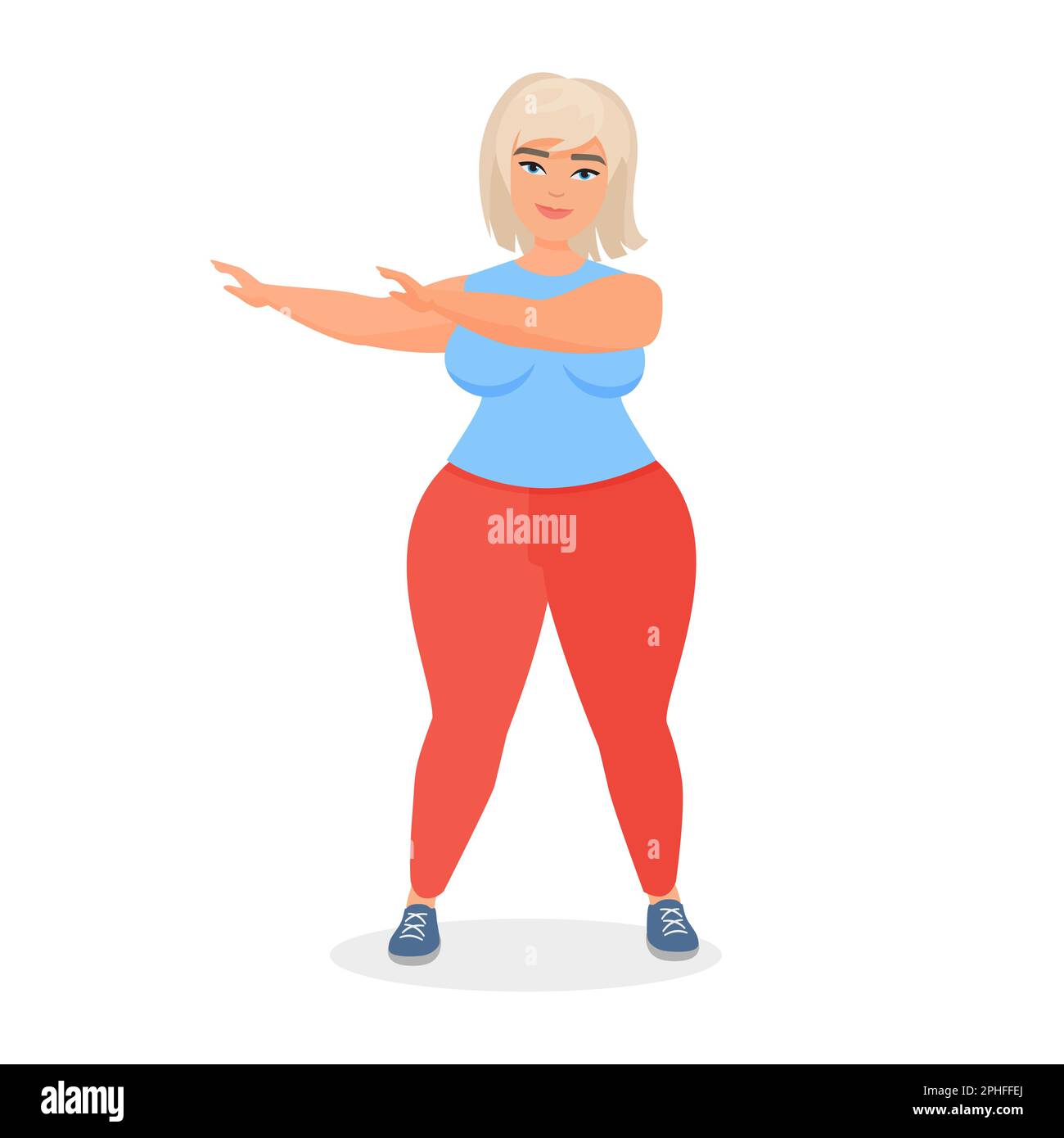 FAT entraînement fitness femme. Obèse fille faisant le sport, programme de perte de poids dessin animé illustration Illustration de Vecteur