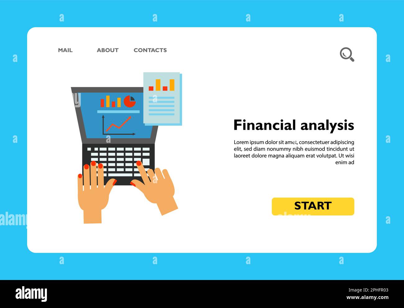 Analyse financière sur l'icône de l'ordinateur portable Illustration de Vecteur