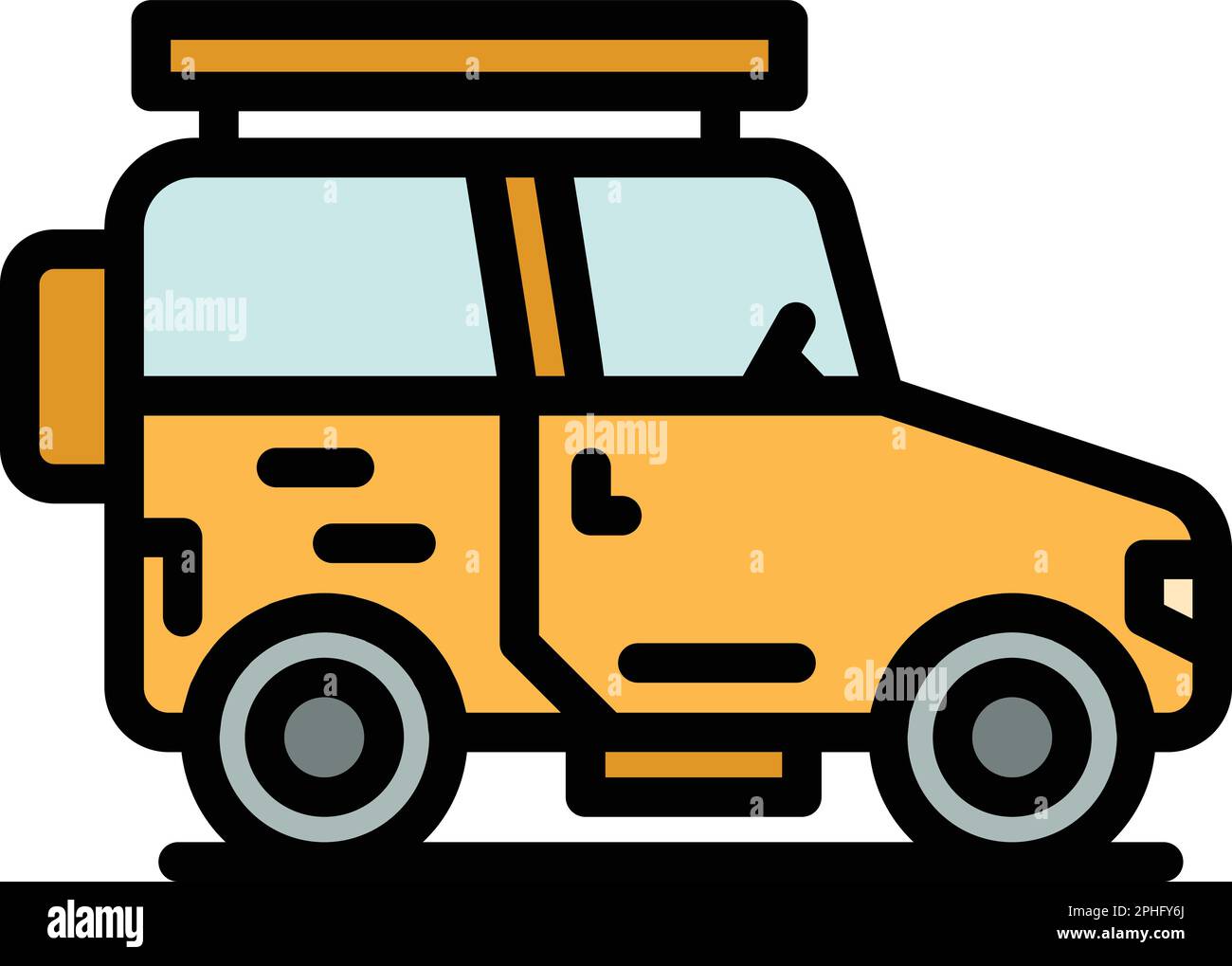 Icône du véhicule Safari. Outline Safari vehicle vector Icon for web design isolé sur fond blanc couleur plate Illustration de Vecteur