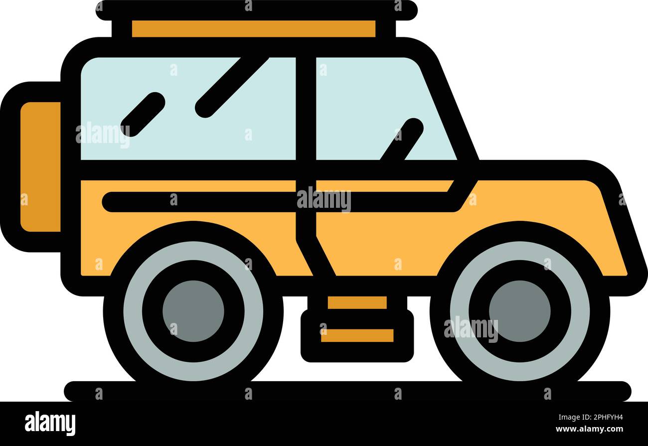 Icône Safari jeep. Outline Safari jeep vector icône pour la conception Web isolé sur fond blanc couleur plat Illustration de Vecteur