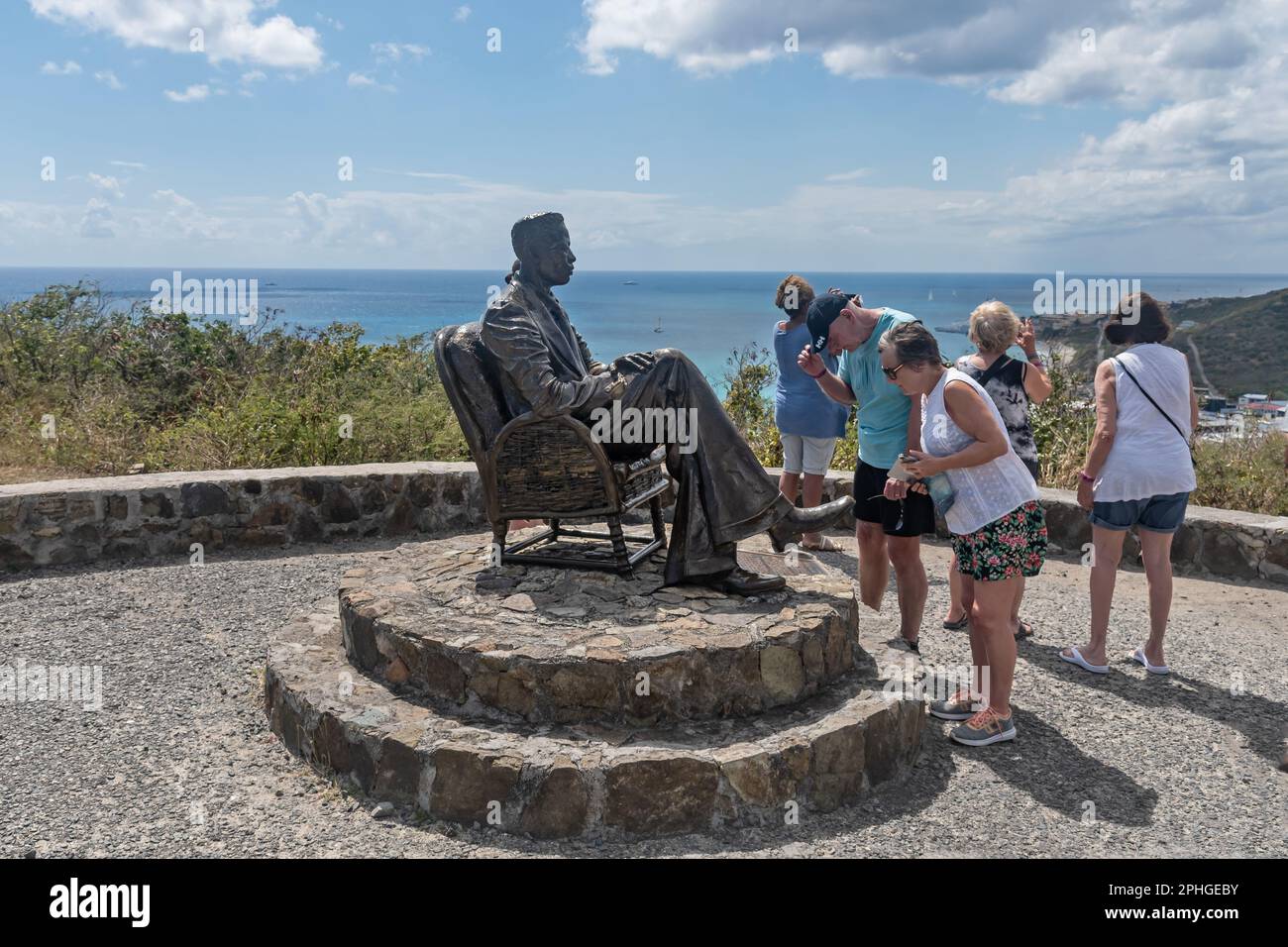 Statue de William Henry Bell II célèbre homme d'affaires, St. Maarten, Caraïbes Banque D'Images