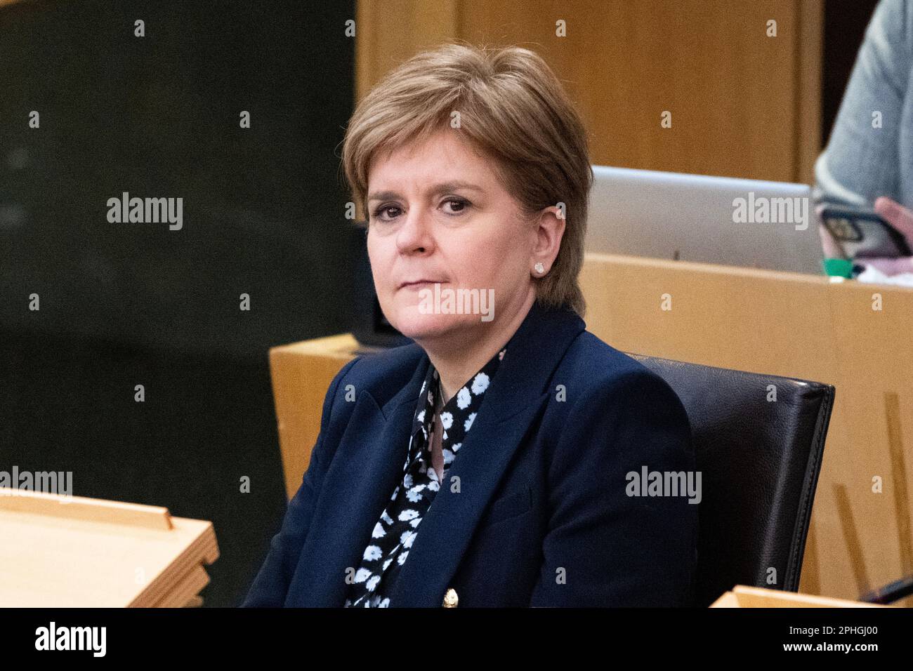 Édimbourg, Écosse, Royaume-Uni. 28th mars 2023. PHOTO : Nicola Sturgeon MSP, ancien premier ministre d'Écosse et ancien chef du Parti national écossais (SNP). Humza Yousaf MSP est élu prochain Premier ministre d'Écosse. Crédit: Colin D Fisher/CDFIMAGES.COM crédit: Colin Fisher/Alay Live News Banque D'Images