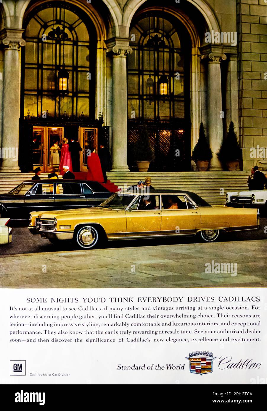 Publicité Cadillac dans un magazine NatGeo, avril 1966 Banque D'Images