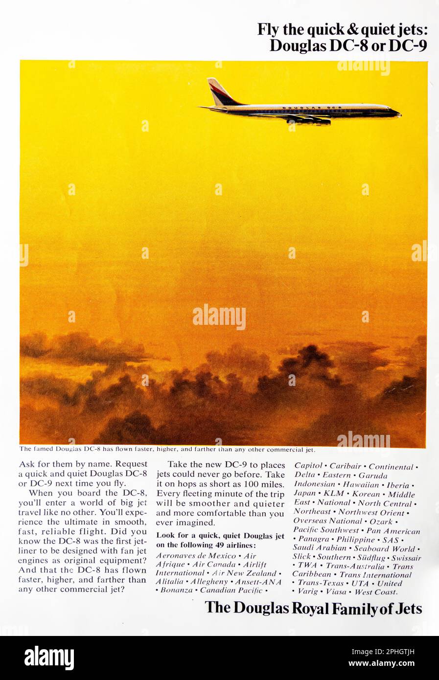 Douglas jet annonce dans un magazine NatGeo juin 1966 Banque D'Images