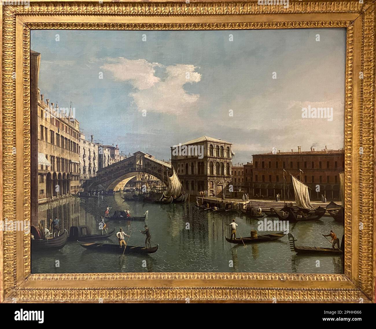 Paris, France - 02 19 2023 : Musée du Louvre. Le pont du Rialto à Venise vu du Nord peint par Bernardo Bellotto Banque D'Images