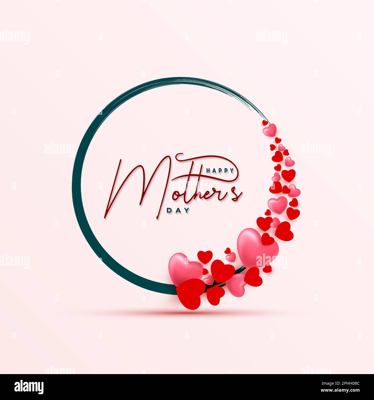 Carte de vœux de fête des mères avec motif coup de pinceau et coeurs Illustration de Vecteur