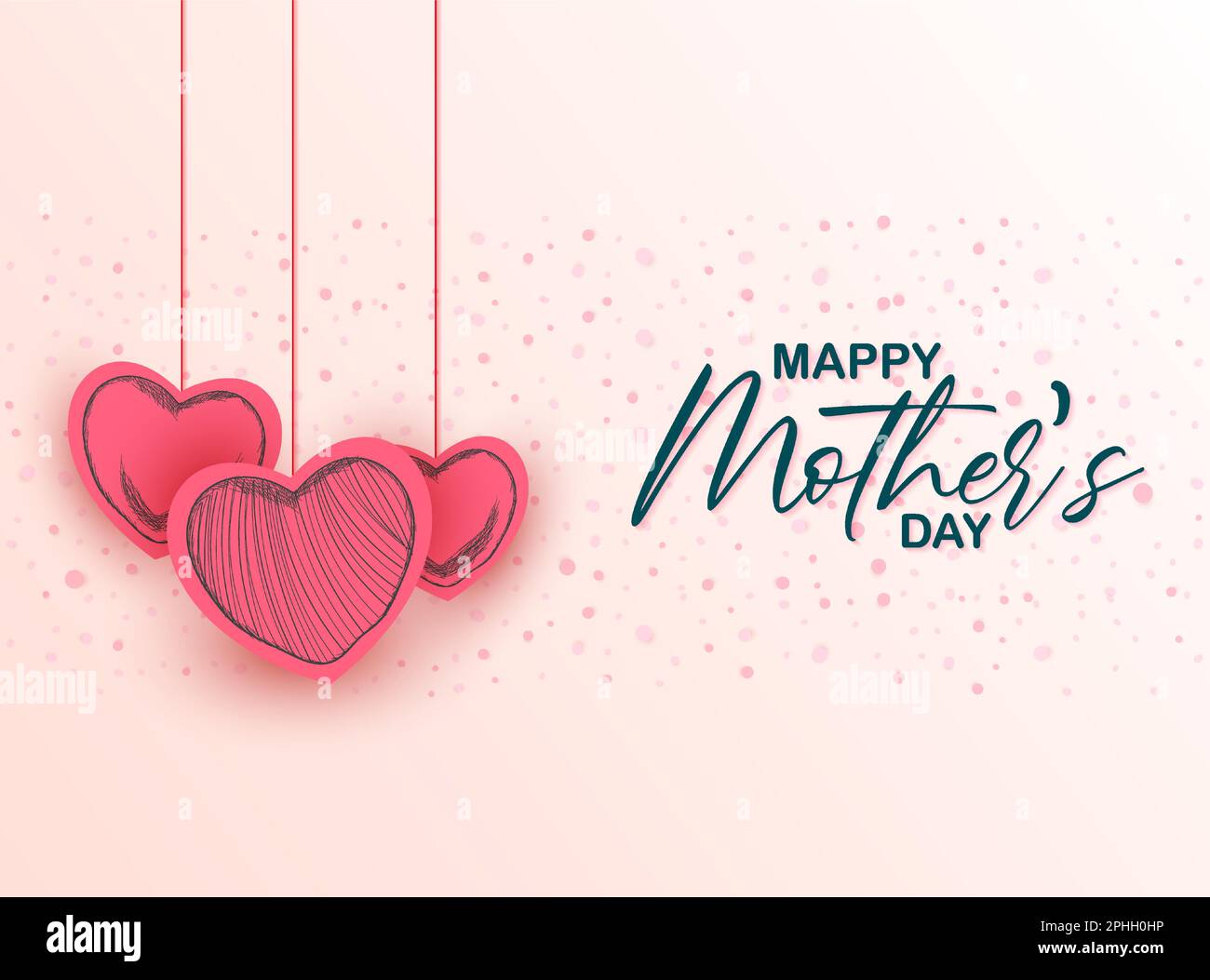 Illustration de fond de fête des mères avec coeurs dessinés à la main Illustration de Vecteur