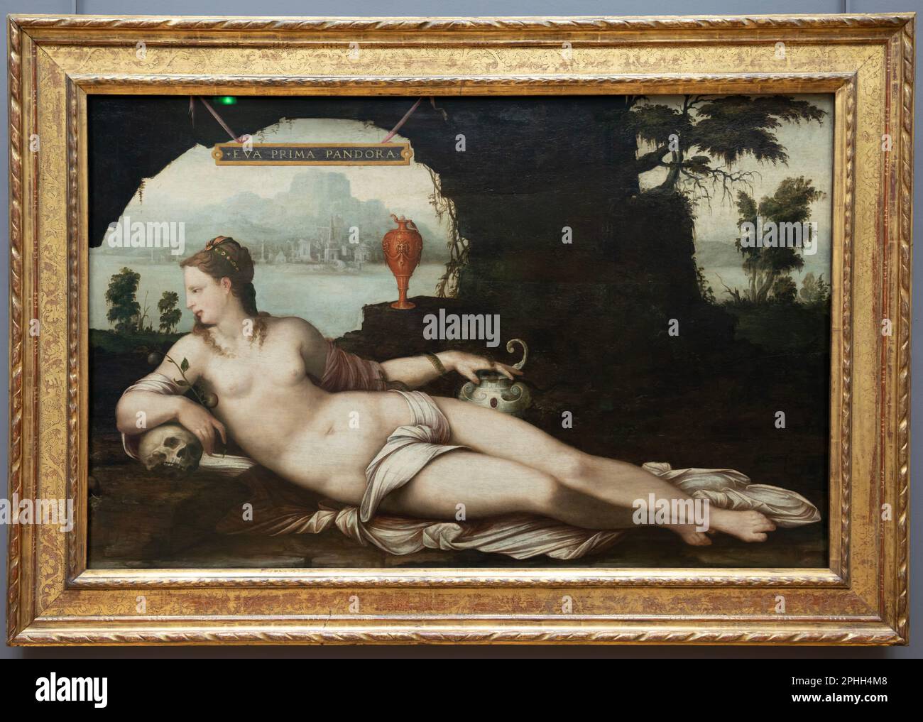 Paris, France - 02 19 2023 : Musée du Louvre. EVA Prima Pandora peint par Jean Cousin le Père Banque D'Images