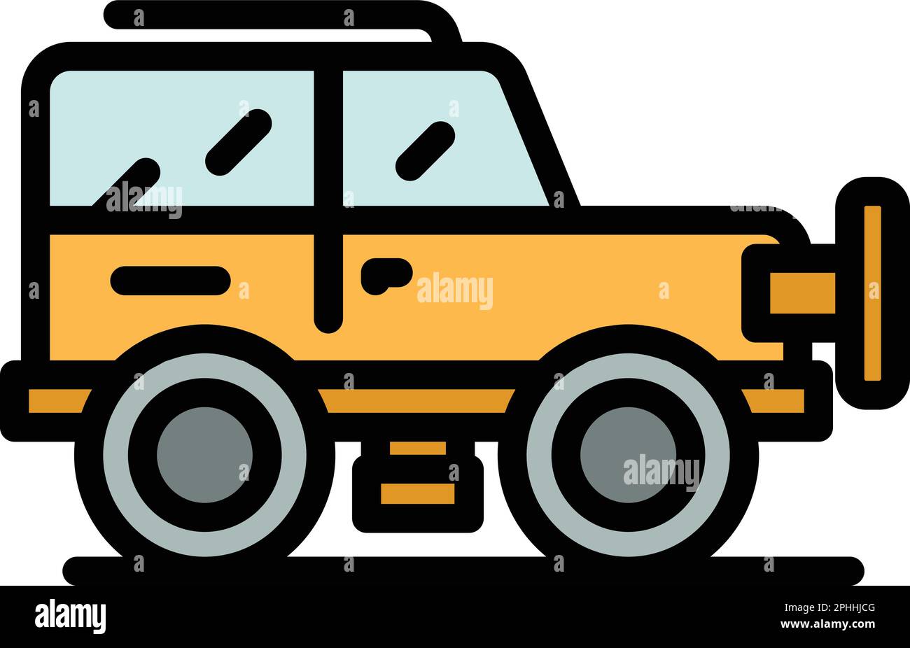 Icône de voiture Safari. Outline Safari car vector Icon pour le web design isolé sur fond blanc couleur plate Illustration de Vecteur