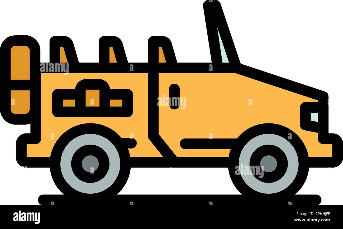 Safari chasse jeep icône. Outline Safari chasse jeep vecteur icône pour la conception de web isolé sur fond blanc couleur plat Illustration de Vecteur