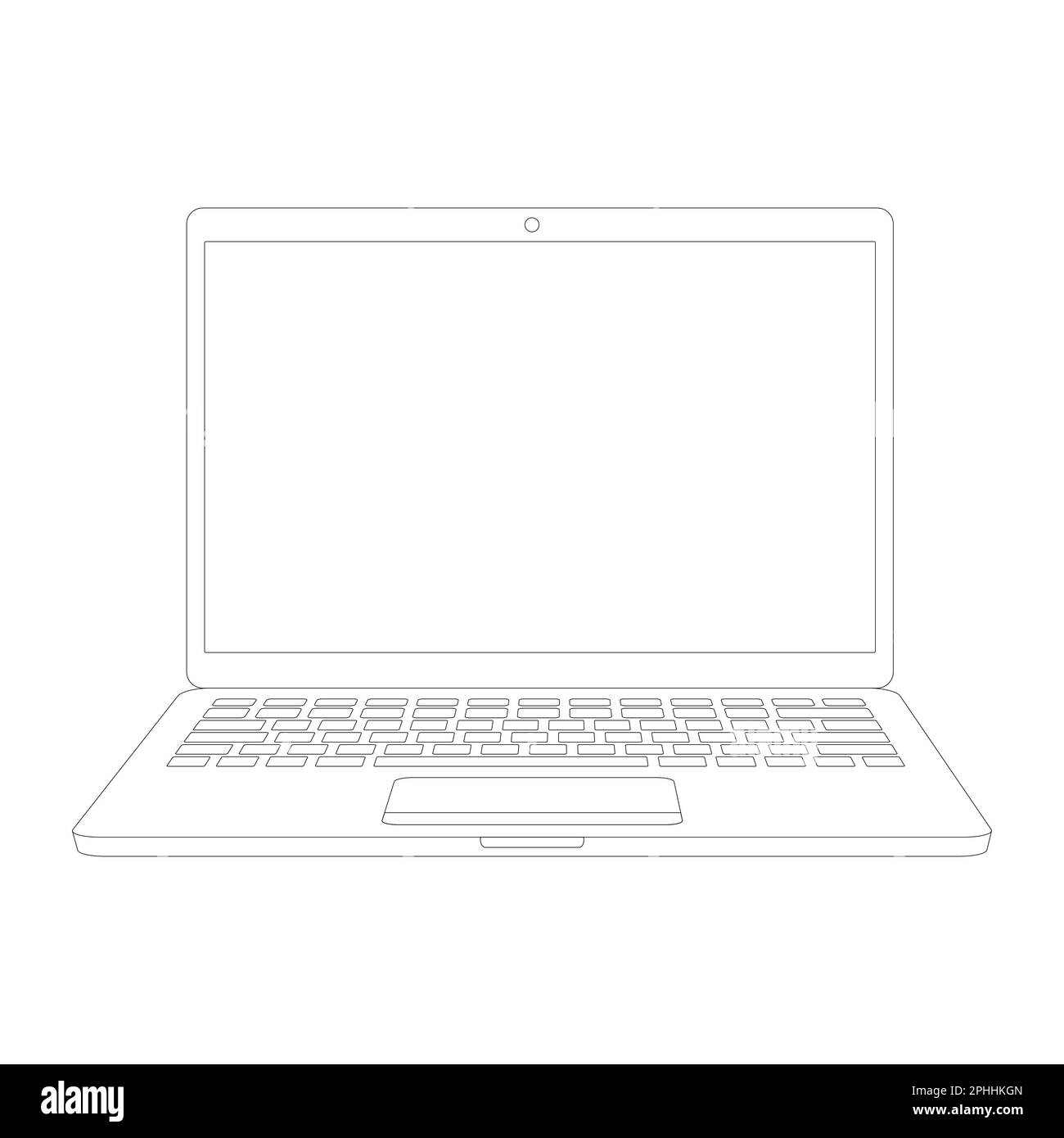 Icône de contour de ligne de l'ordinateur portable. Ouvrir le gadget linéaire de l'ordinateur. Illustration vectorielle isolée sur blanc. Illustration de Vecteur