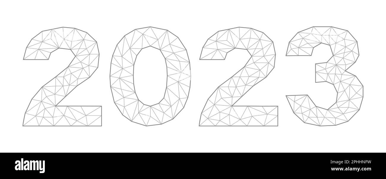 Bannière bonne année 2023. Carte de vœux avec éléments polygonaux faibles. Illustration de Vecteur