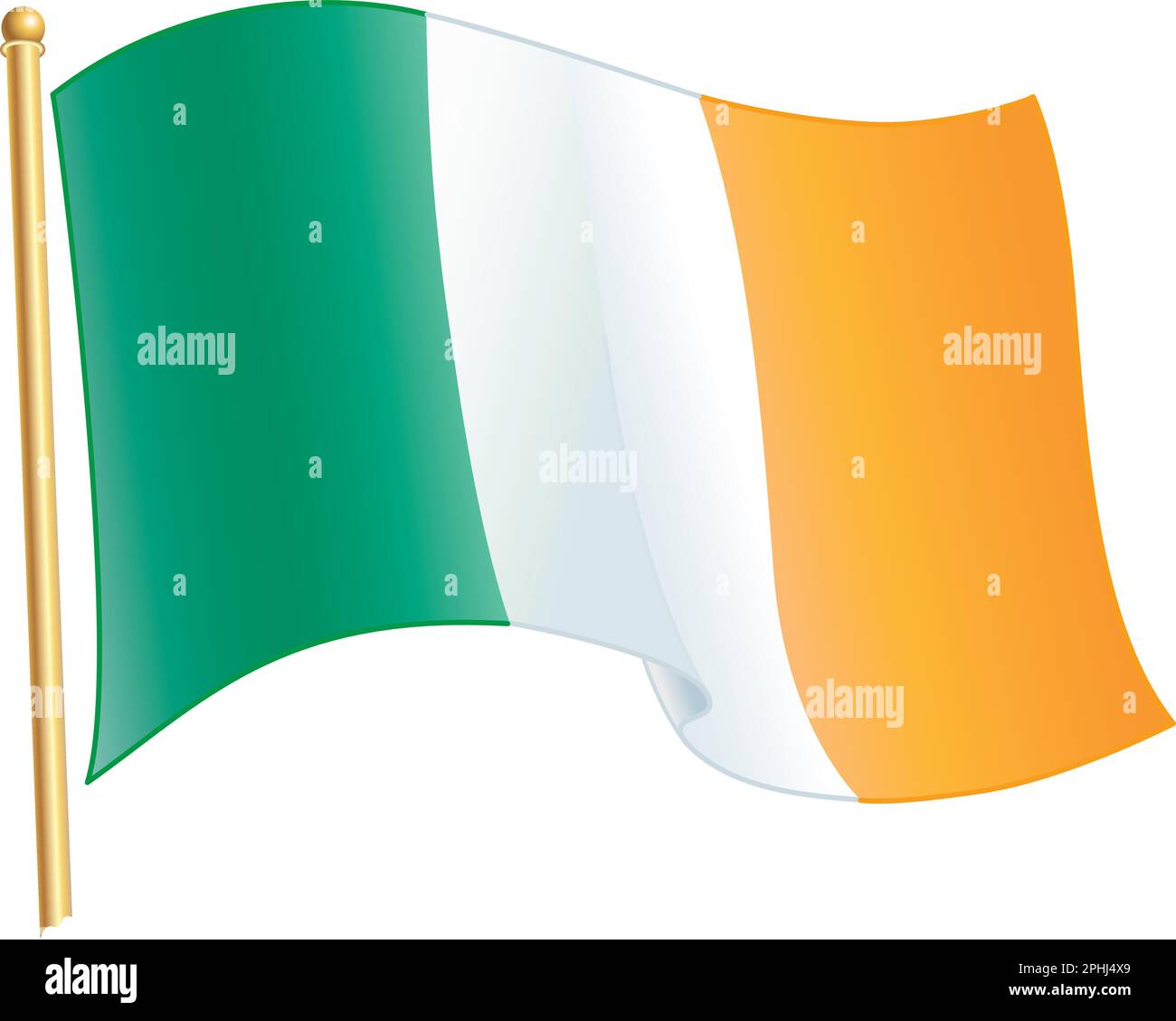 Drapeau irlandais, agitant sur le pôle drapeau - image ombrée - art vectoriel modifiable Illustration de Vecteur