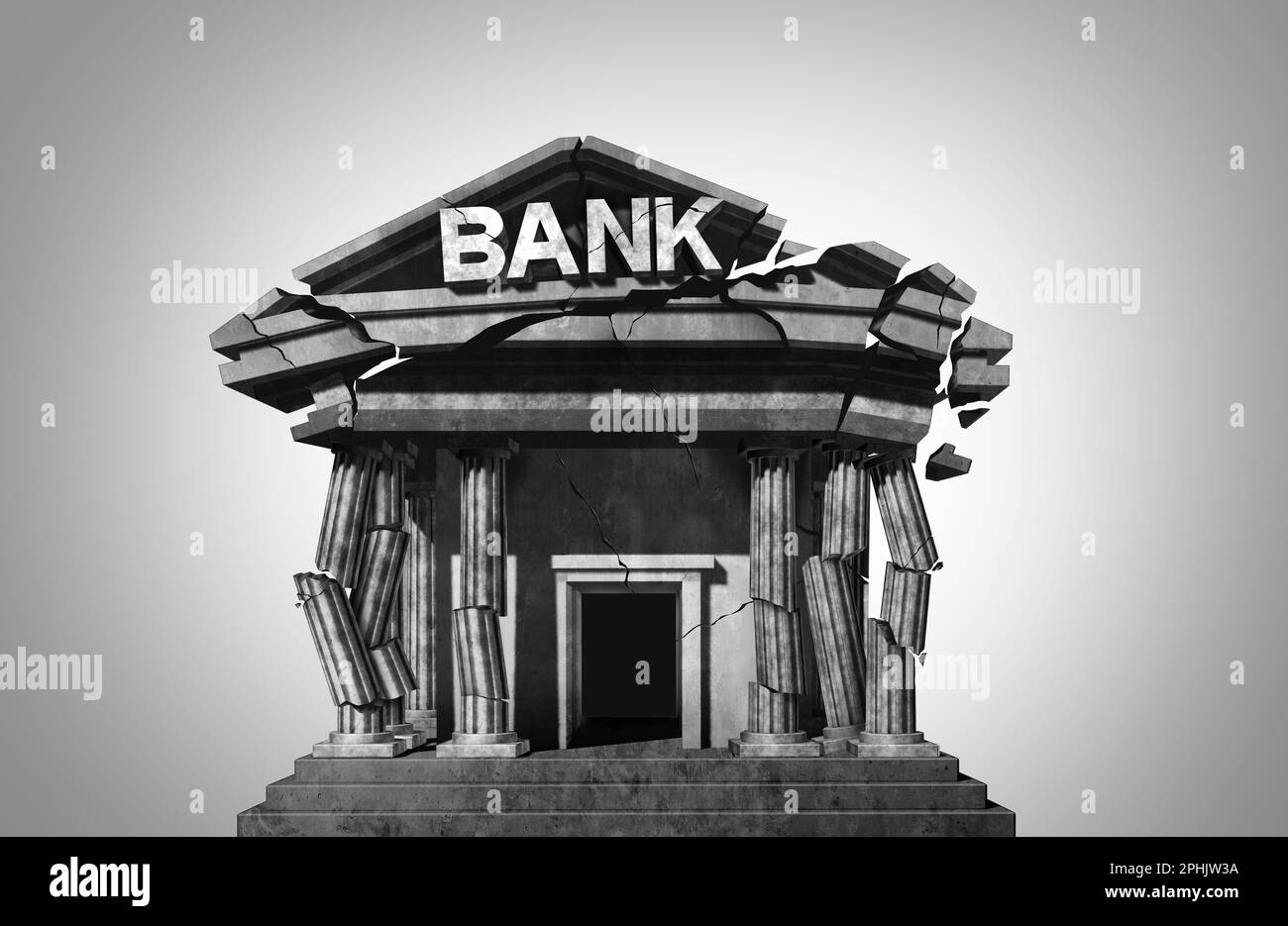 Effondrement bancaire et crise de volatilité de la banque ou système de crédit mondial chute de la dette comme un concept d'instabilité financière ou d'insolvabilité ou liquide Banque D'Images